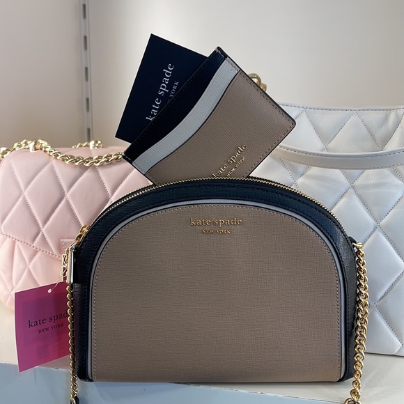 Kate Spade Morgan Colorblocked Double-zip Dome Crossbody & Morgan Cardholder NWT - Picture 12 of 14